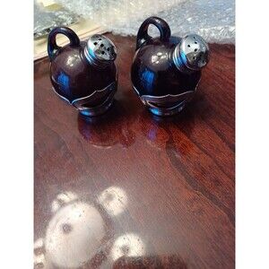 Vintage Farber Bros Cambridge Glass Krome Kraft Salt & Pepper Shakers Amethyst
